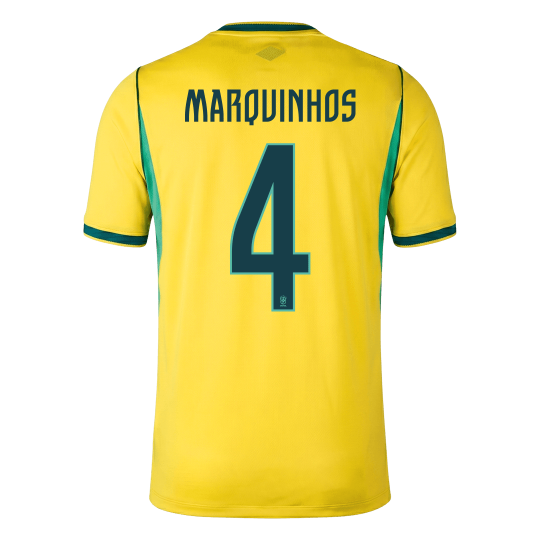 MARQUINHOS #4 Men's Brazil World Cup 2026 Home Soccer Jersey Premium product view 6
