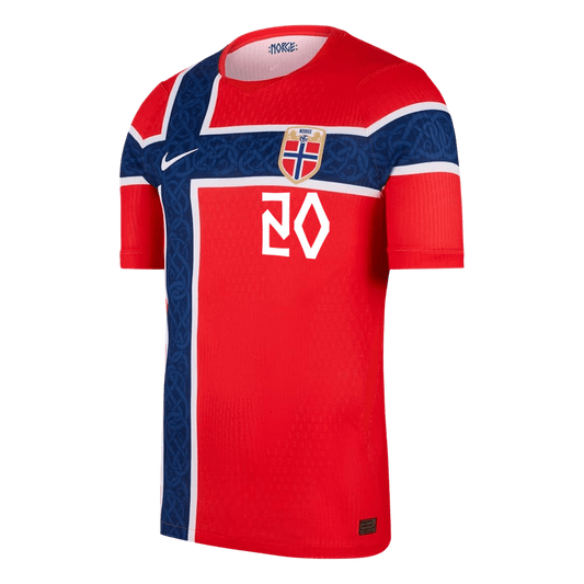 NUSA #20 Men's Norway World Cup 2026 Player Version Home Soccer Jersey - Slim Fit product view 2