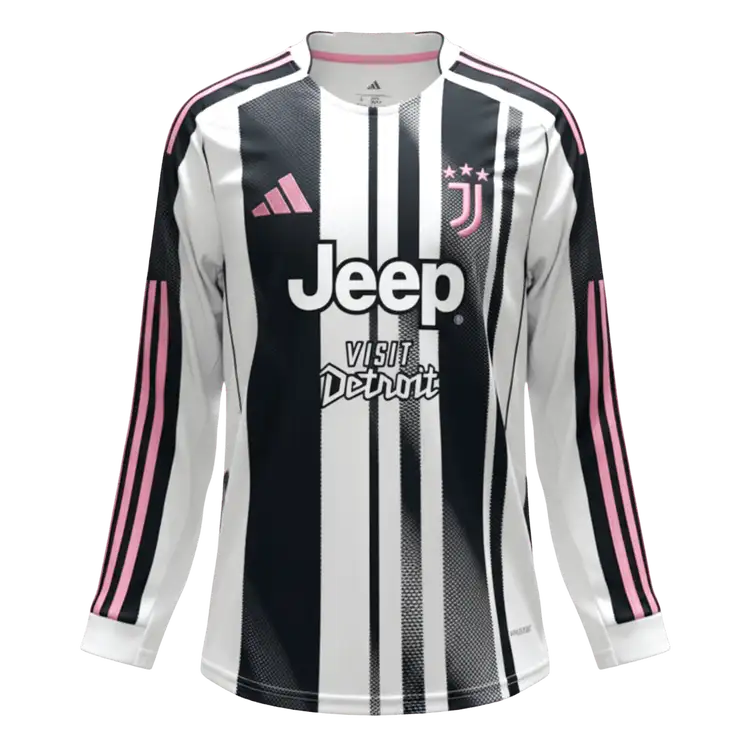 Men's Juventus 2025/26 Home Long Sleeve Soccer Jersey product view 1