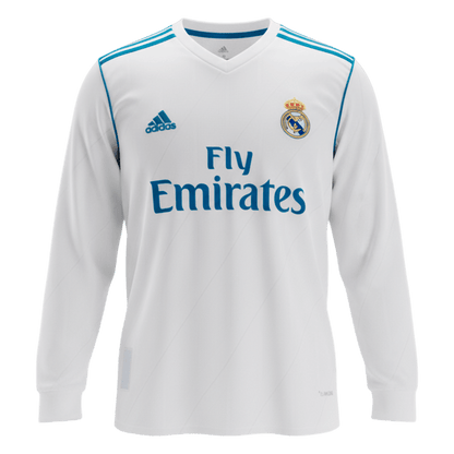 Retro Men's Real Madrid 2017/18 Home Long Sleeve Soccer Jersey product view 1