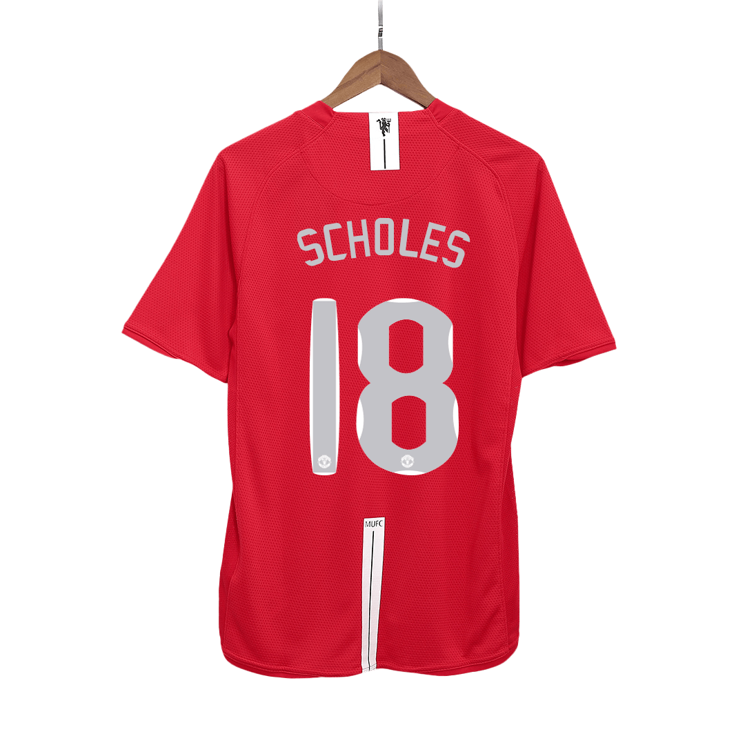 Retro SCHOLES #18 Men's Manchester United UCL Final 2007/08 Home Soccer Jersey product view 1