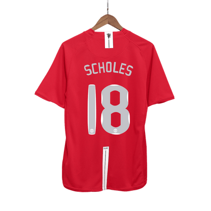Retro SCHOLES #18 Men's Manchester United UCL Final 2007/08 Home Soccer Jersey product view 1