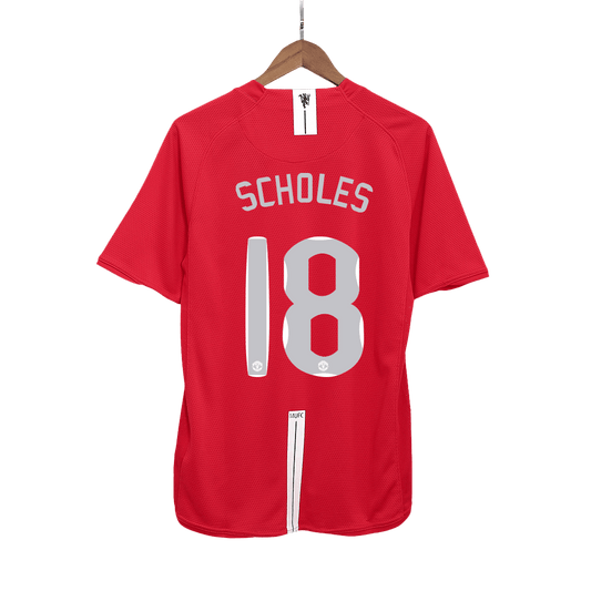 Retro SCHOLES #18 Men's Manchester United UCL Final 2007/08 Home Soccer Jersey product view 1