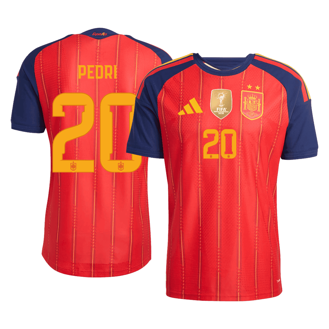 PEDRI #20 Men's Spain World Cup 2026 Player Version Champion Edition Home Soccer Jersey product view 1