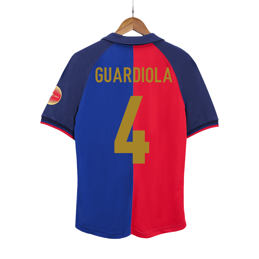 Retro GUARDIOLA #4 Men's Barcelona 1999/00 Home Soccer Jersey product view 1