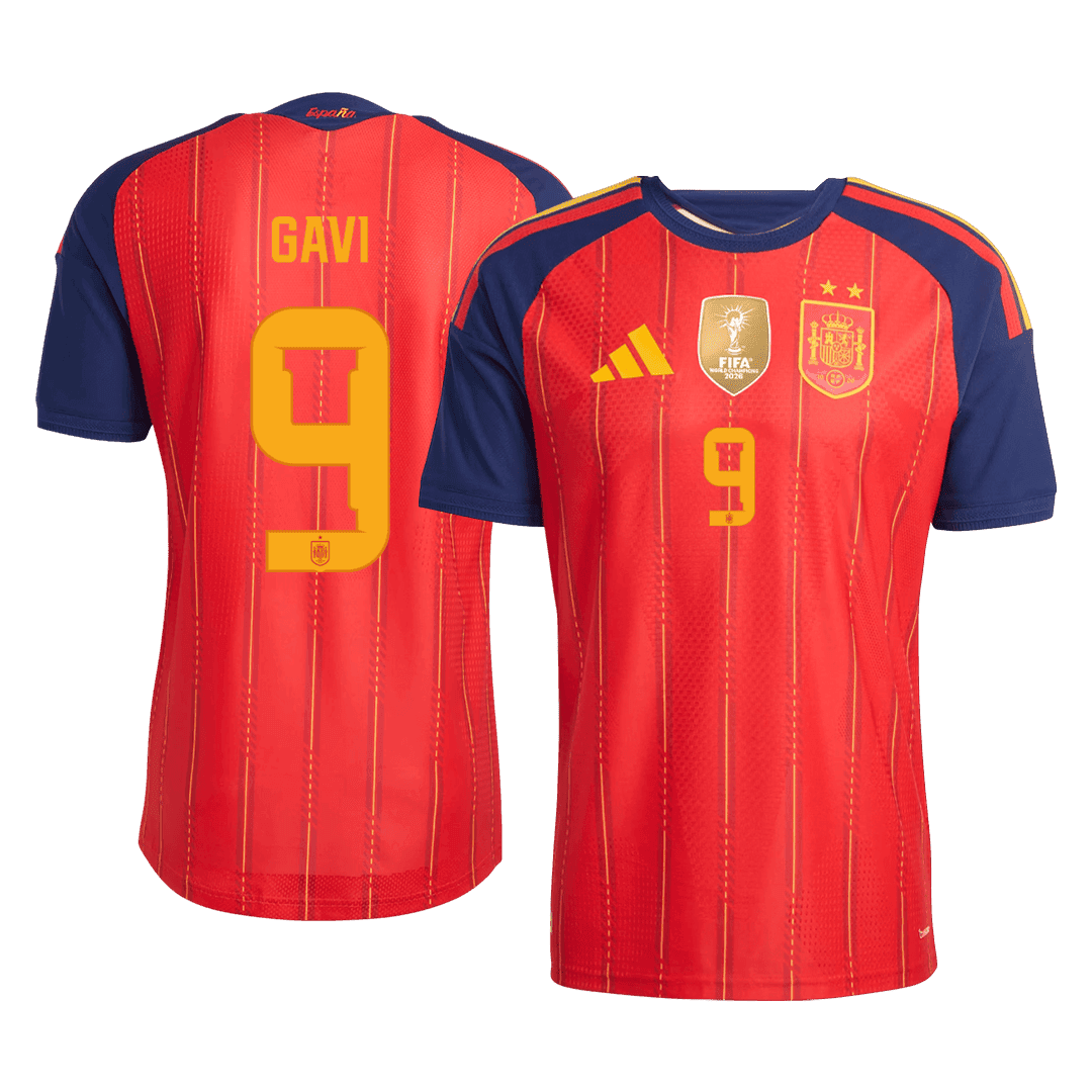 GAVI #9 Men's Spain World Cup 2026 Player Version Champion Edition Home Soccer Jersey - Slim Fit product view 1