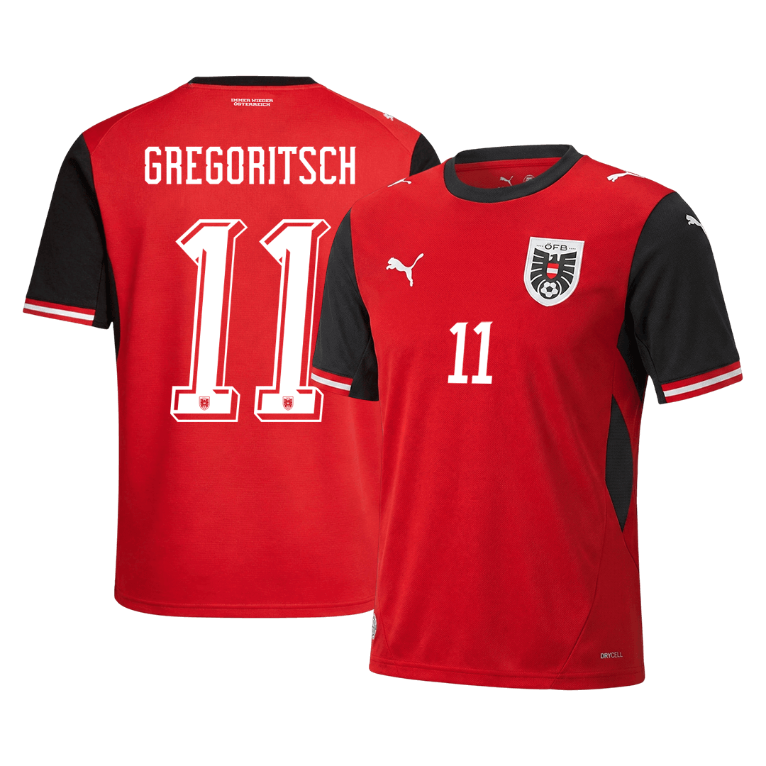 GREGORITSCH #11 Men's Austria World Cup 2026 Home Soccer Jersey product view 1