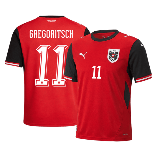 GREGORITSCH #11 Men's Austria World Cup 2026 Home Soccer Jersey product view 1