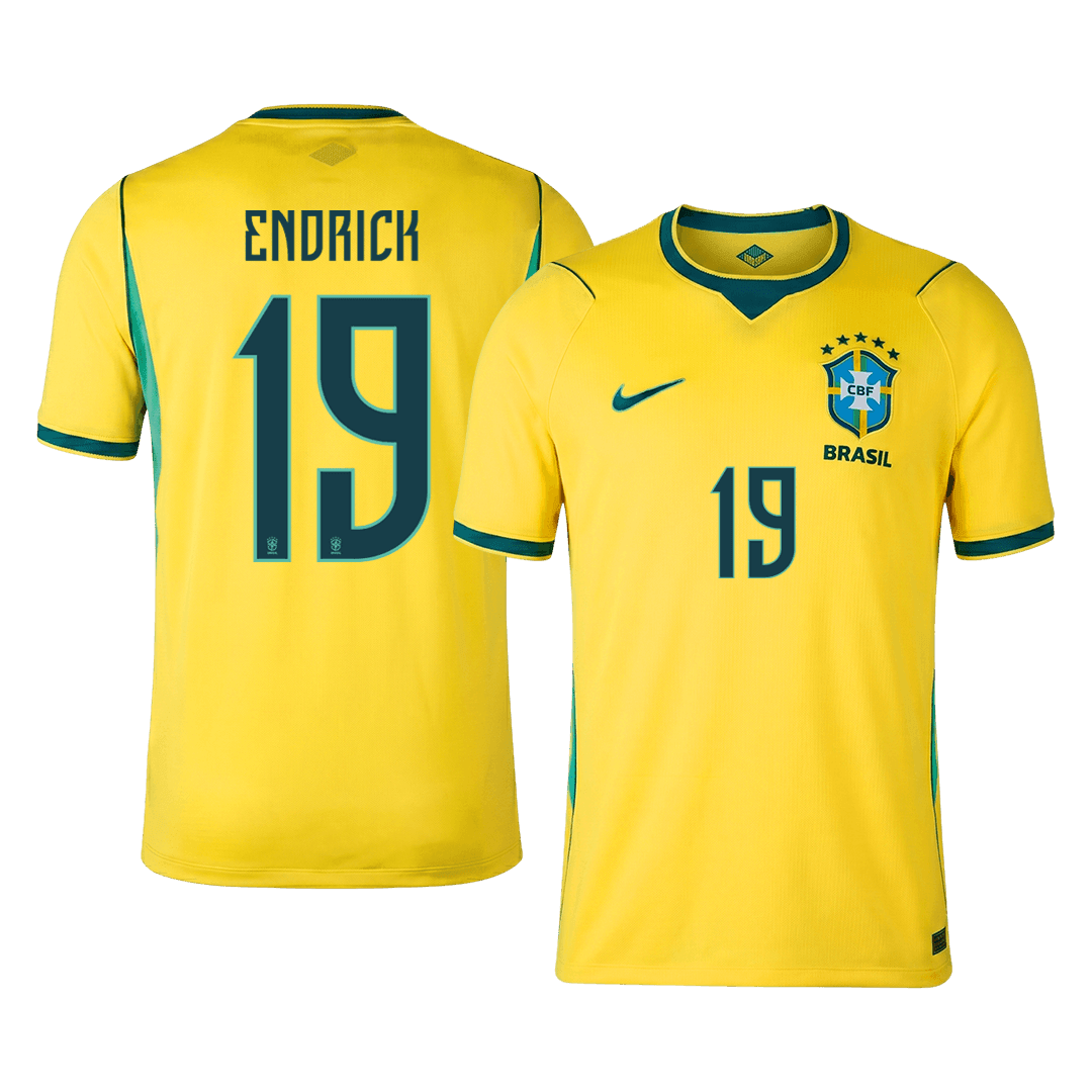 ENDRICK #19 Men's Brazil World Cup 2026 Home Soccer Jersey Premium product view 1