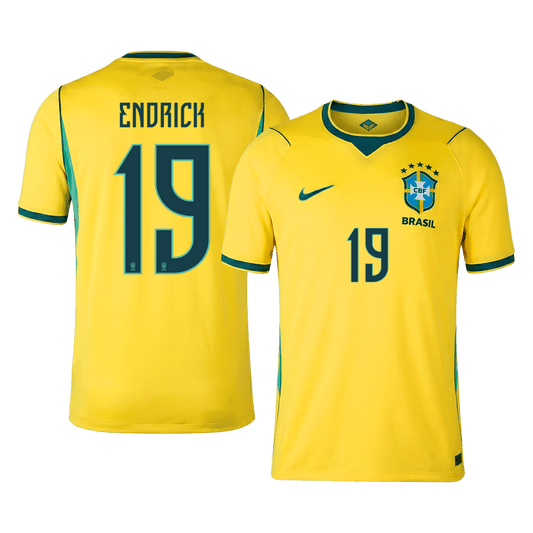 ENDRICK #19 Men's Brazil World Cup 2026 Home Soccer Jersey Premium product view 1