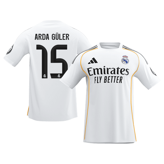 ARDA GÜLER #15 Men's Real Madrid 2025/26 Home Soccer Jersey Premium product view 1