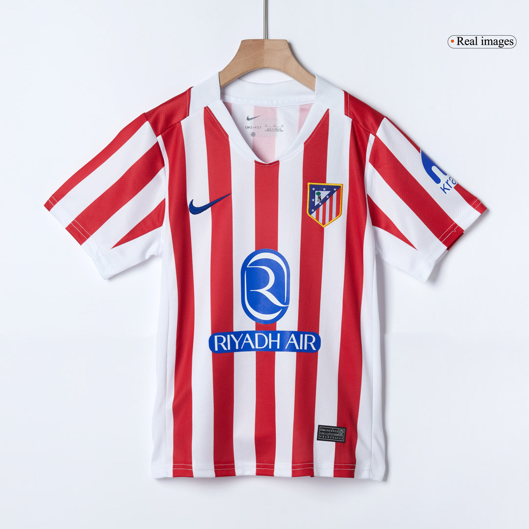 Kid's Atletico Madrid 2025/26 Home Soccer Jersey Full Kit