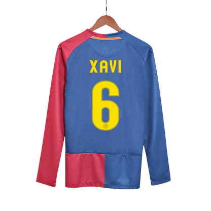 Retro XAVI #6 Men's Barcelona UCL UCL Final 2008/09 Home Long Sleeve Soccer Jersey product view 1