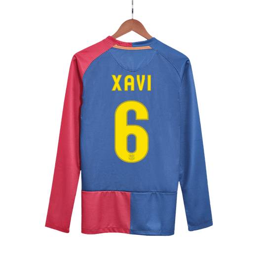 Retro XAVI #6 Men's Barcelona UCL UCL Final 2008/09 Home Long Sleeve Soccer Jersey product view 1