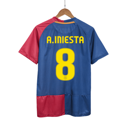 Retro A.INIESTA #8 Men's Barcelona UCL UCL Final 2008/09 Home Soccer Jersey product view 1