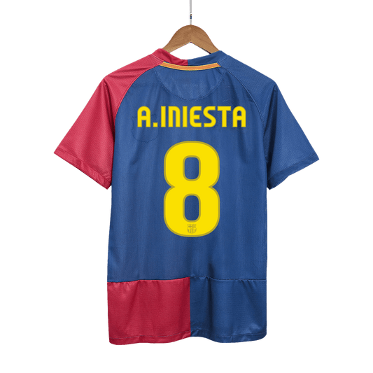 Retro A.INIESTA #8 Men's Barcelona UCL UCL Final 2008/09 Home Soccer Jersey product view 1