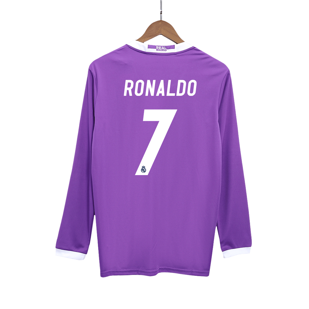 Retro RONALDO #7 Men's Real Madrid 2016/17 Away Long Sleeve Soccer Jersey product view 1