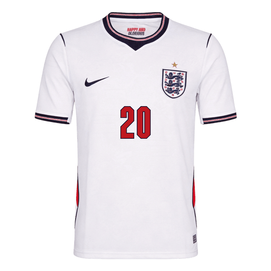 PALMER #20 Men's England World Cup 2026 Home Soccer Jersey product view 2
