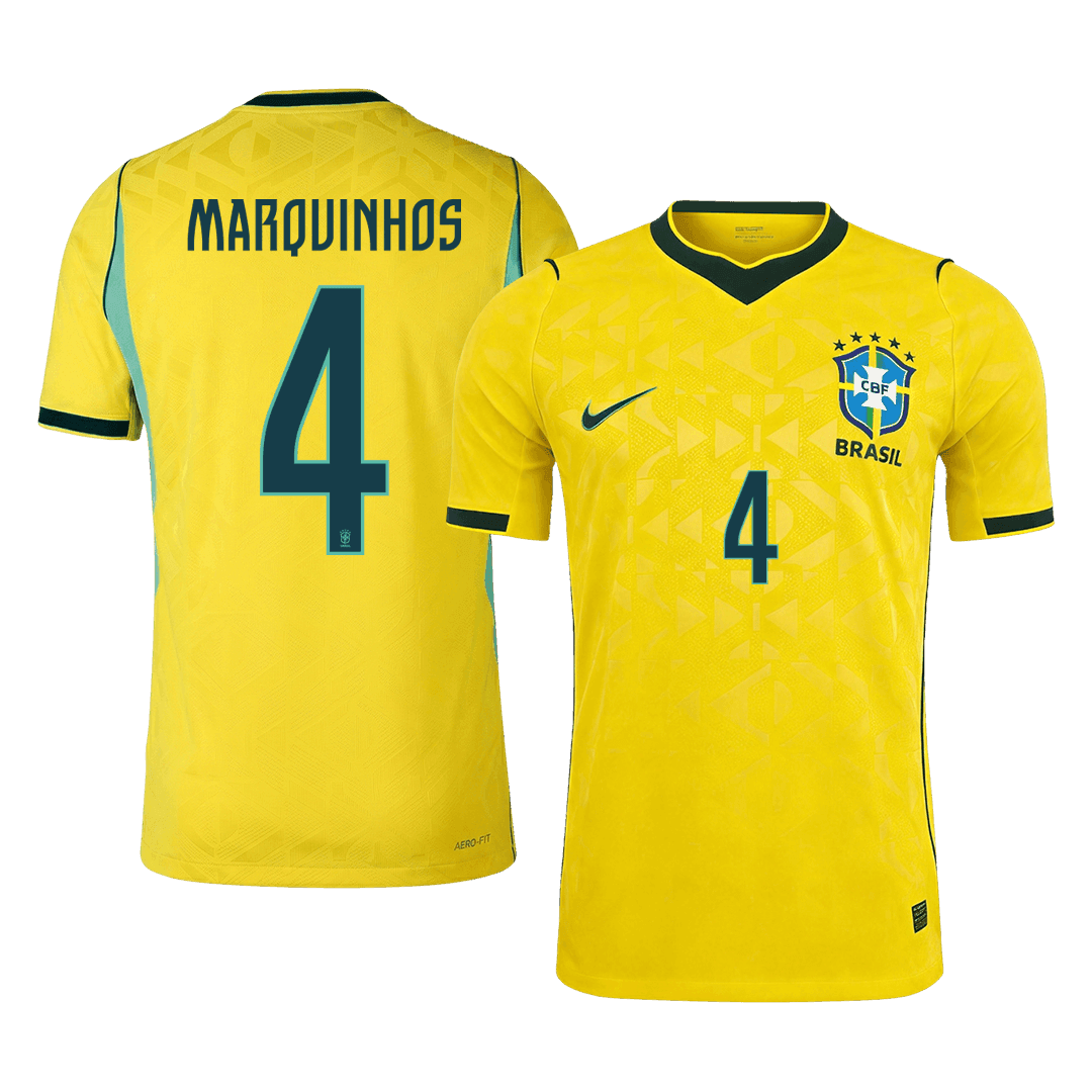 MARQUINHOS #4 Men's Brazil World Cup 2026 Player Version Home Soccer Jersey - Slim Fit product view 1