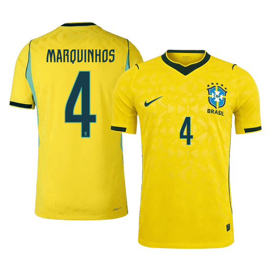 MARQUINHOS #4 Men's Brazil World Cup 2026 Player Version Home Soccer Jersey - Slim Fit product view 1