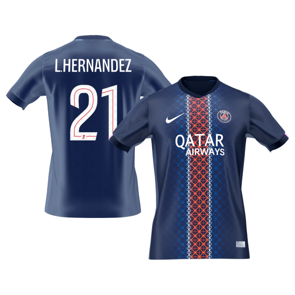 L.HERNANDEZ #21 Men's PSG 2025/26 Home Soccer Jersey Premium product view 1