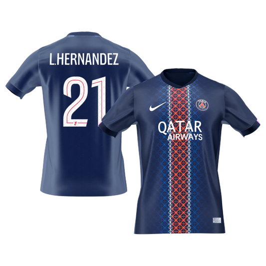L.HERNANDEZ #21 Men's PSG 2025/26 Home Soccer Jersey Premium product view 1