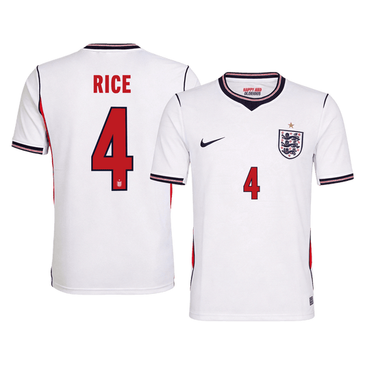 RICE #4 Men's England World Cup 2026 Home Soccer Jersey product view 1