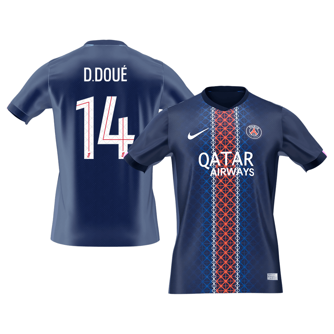 D.DOUÉ #14 Men's PSG 2025/26 Home Soccer Jersey Premium product view 1