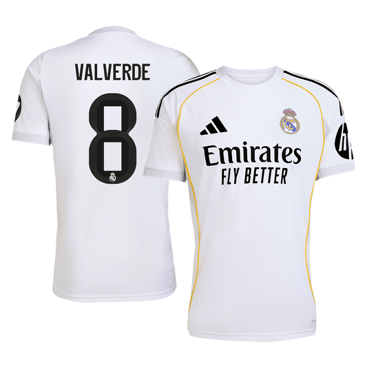 VALVERDE #8 Men's Real Madrid 2025/26 Home Soccer Jersey Premium product view 1