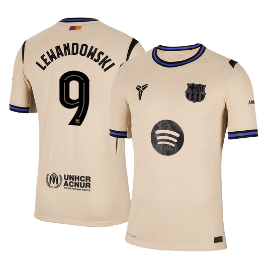 LEWANDOWSKI #9 Men's Barcelona UCL 2025/26 Player Version Away Soccer Jersey - Slim Fit product view 1