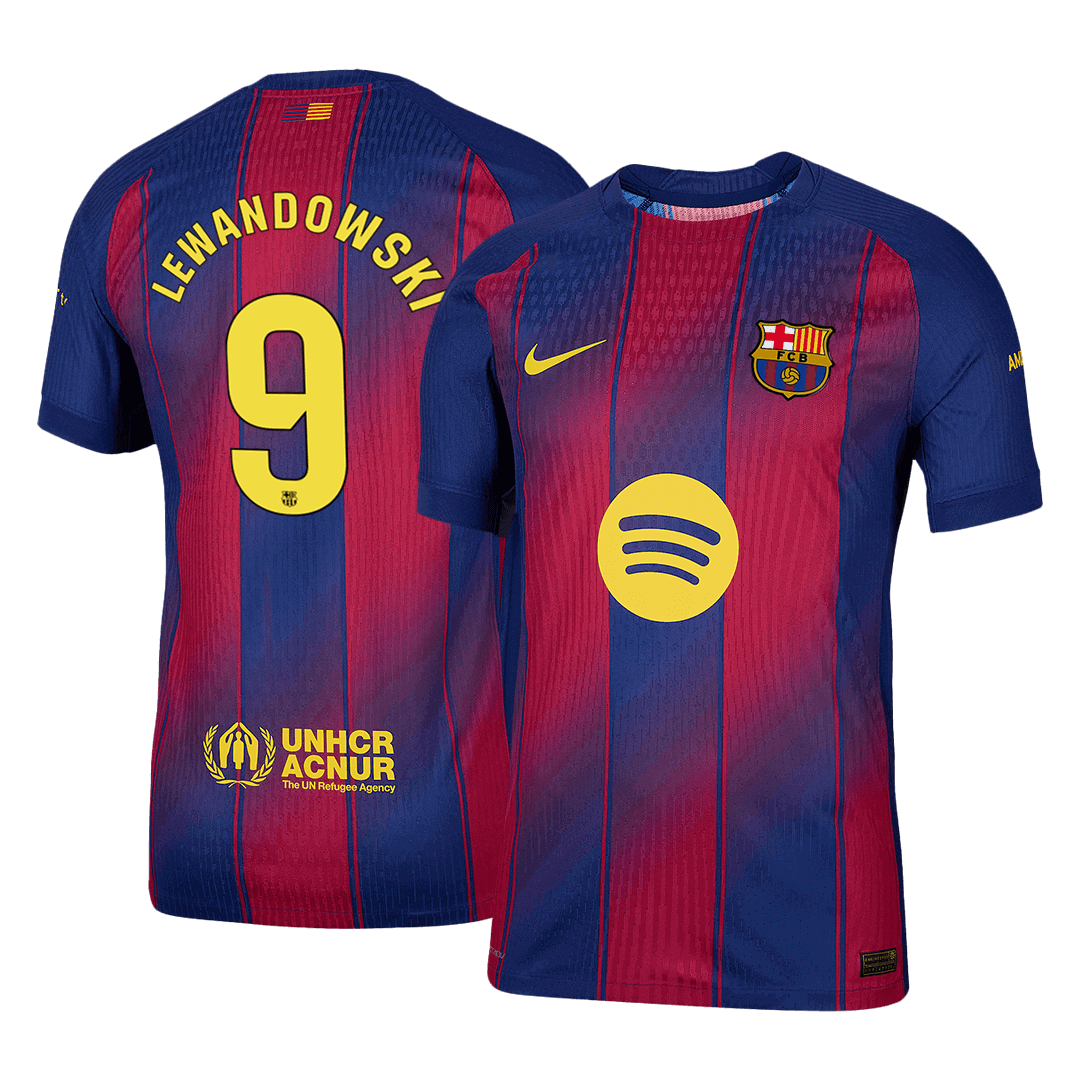 LEWANDOWSKI #9 Men's Barcelona 2025/26 Player Version Home Soccer Jersey - Slim Fit product view 1
