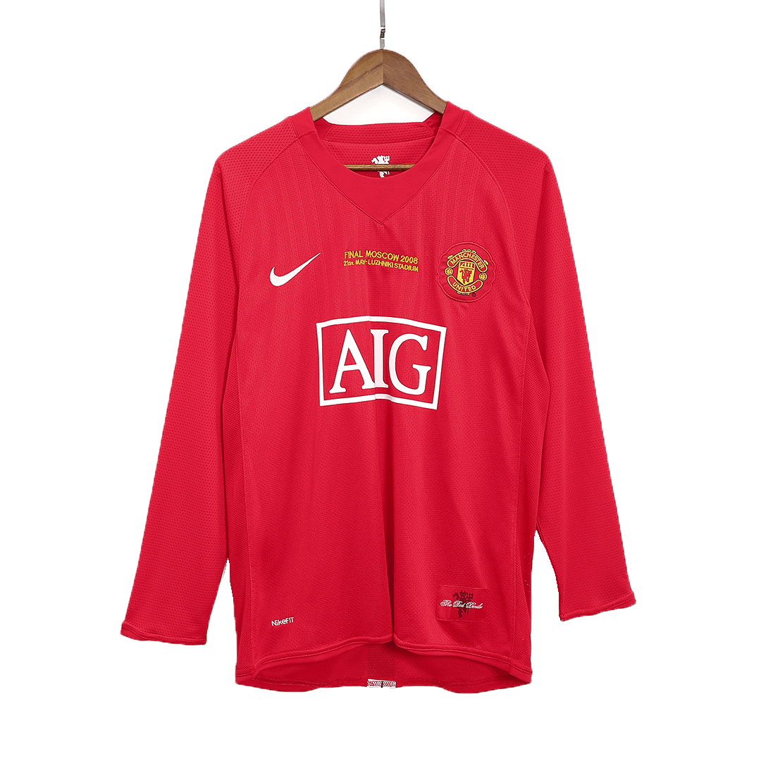 Retro Men's Manchester United 2007/08 Home Long Sleeve Soccer Jersey product view 1