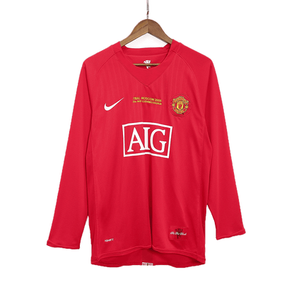 Retro Men's Manchester United 2007/08 Home Long Sleeve Soccer Jersey product view 1