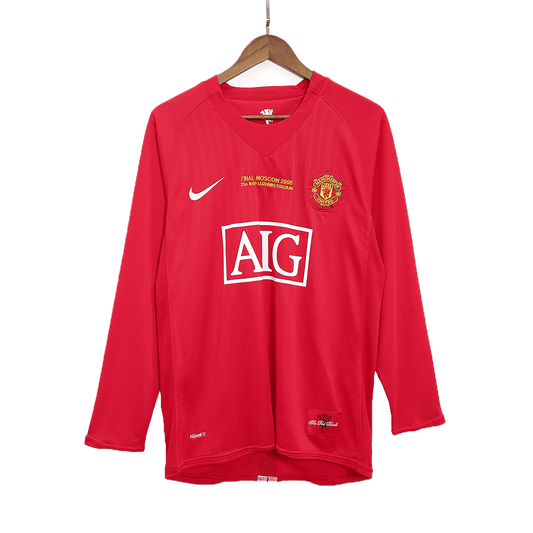 Retro Men's Manchester United 2007/08 Home Long Sleeve Soccer Jersey product view 1