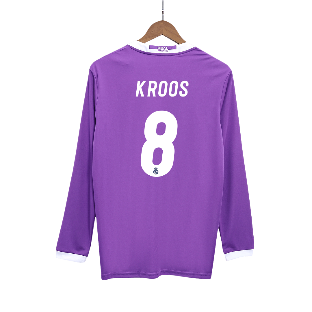 Retro KROOS #8 Men's Real Madrid 2016/17 Away Long Sleeve Soccer Jersey product view 1