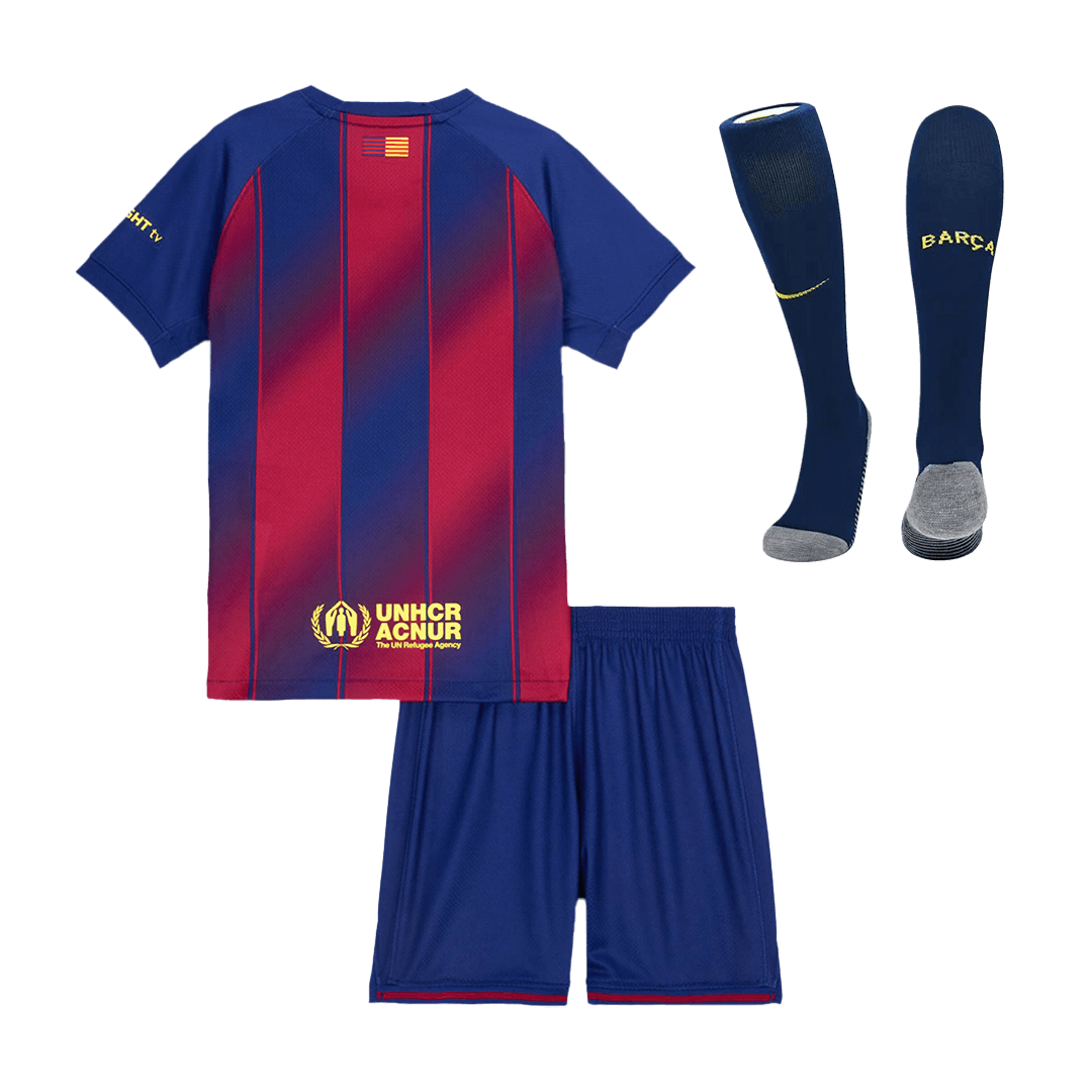 Kid's Barcelona 2025/26 Home Soccer Jersey Full Kit [PREMIUM]