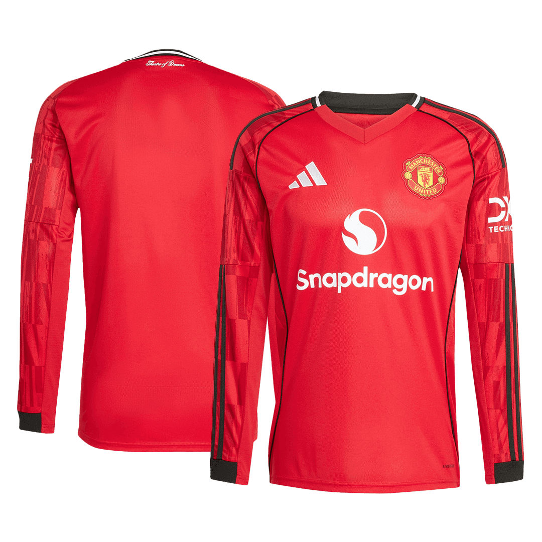 Men's Manchester United 2025/26 Home Long Sleeve Soccer Jersey product view 11