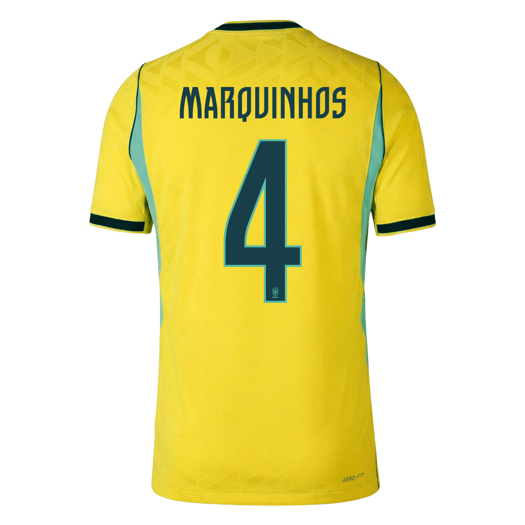 MARQUINHOS #4 Men's Brazil World Cup 2026 Player Version Home Soccer Jersey - Slim Fit product view 3