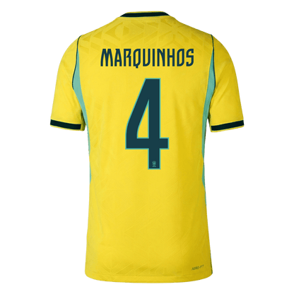 MARQUINHOS #4 Men's Brazil World Cup 2026 Player Version Home Soccer Jersey - Slim Fit product view 3