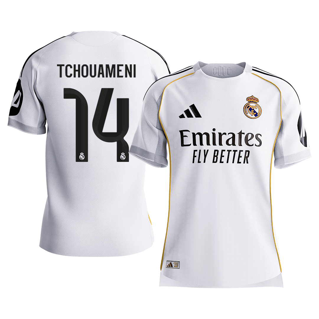 TCHOUAMENI #14 Men's Real Madrid 2025/26 Player Version Home Soccer Jersey - Slim Fit Premium product view 1