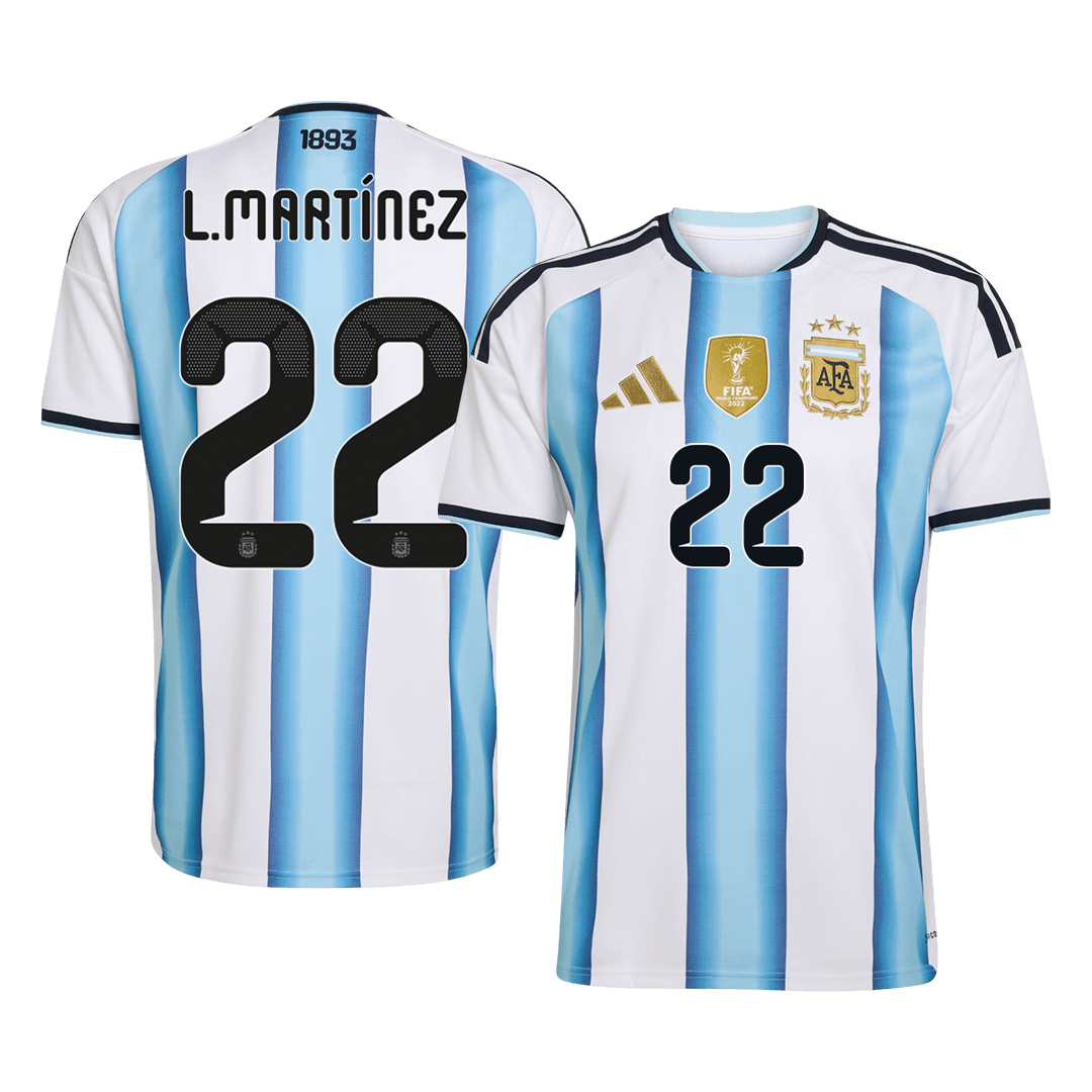 L.MARTÍNEZ #22 Men's Argentina World Cup 2026 Home Soccer Jersey Premium product view 1