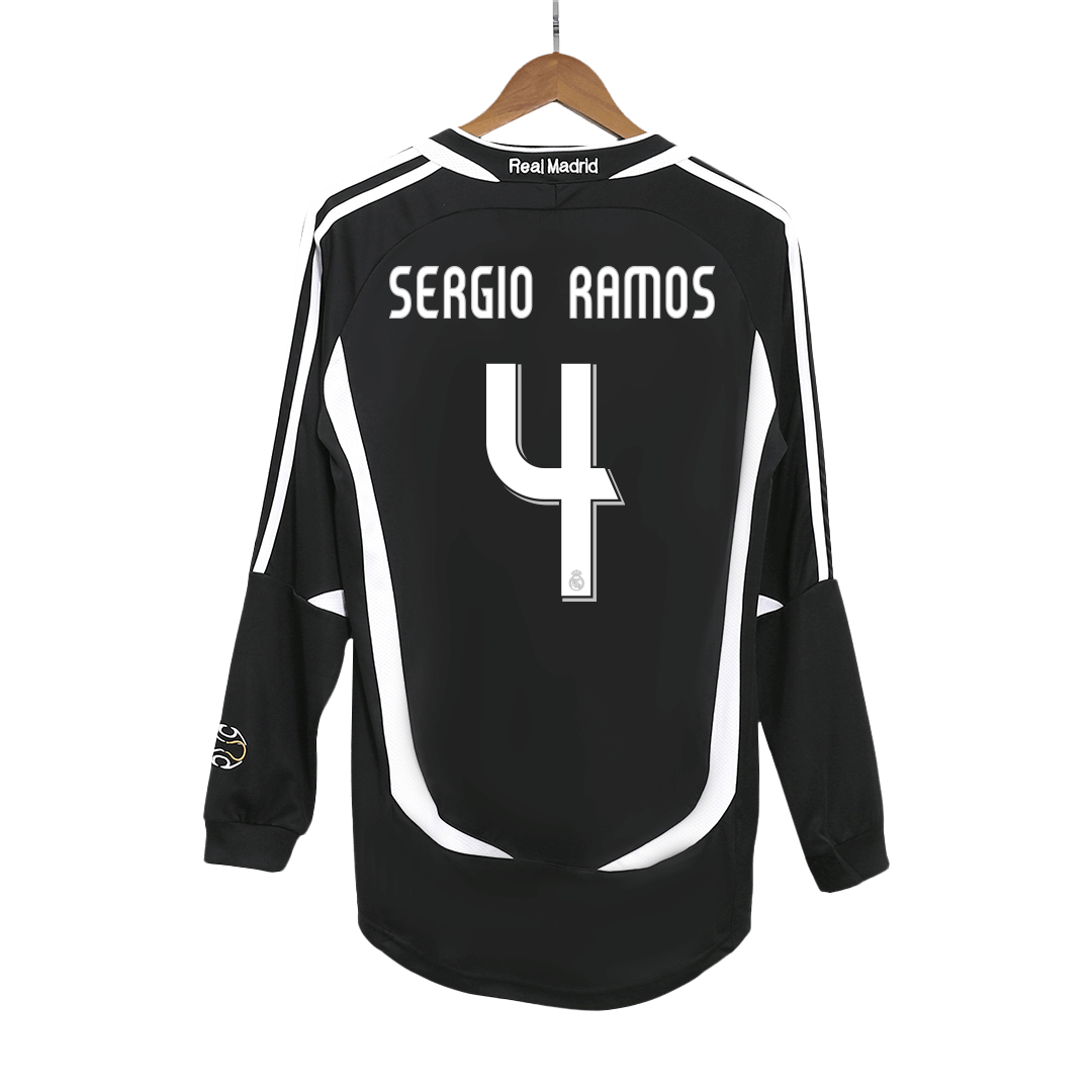 Retro SERGIO RAMOS #4 Men's Real Madrid 2006/07 Away Long Sleeve Soccer Jersey product view 1