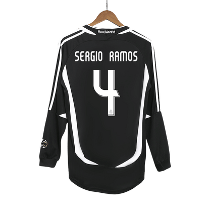 Retro SERGIO RAMOS #4 Men's Real Madrid 2006/07 Away Long Sleeve Soccer Jersey product view 1