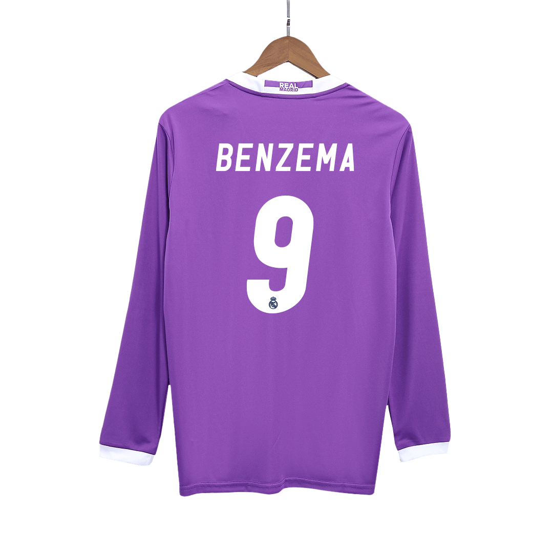 Retro BENZEMA #9 Men's Real Madrid 2016/17 Away Long Sleeve Soccer Jersey product view 1