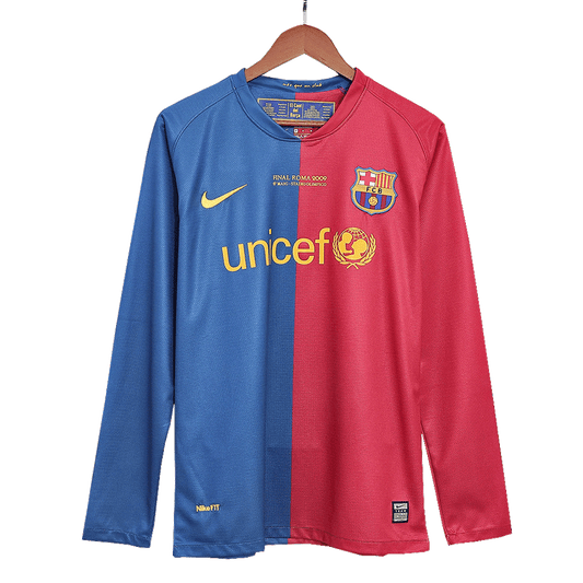 Retro Men's Barcelona UCL UCL Final 2008/09 Home Long Sleeve Soccer Jersey product view 1
