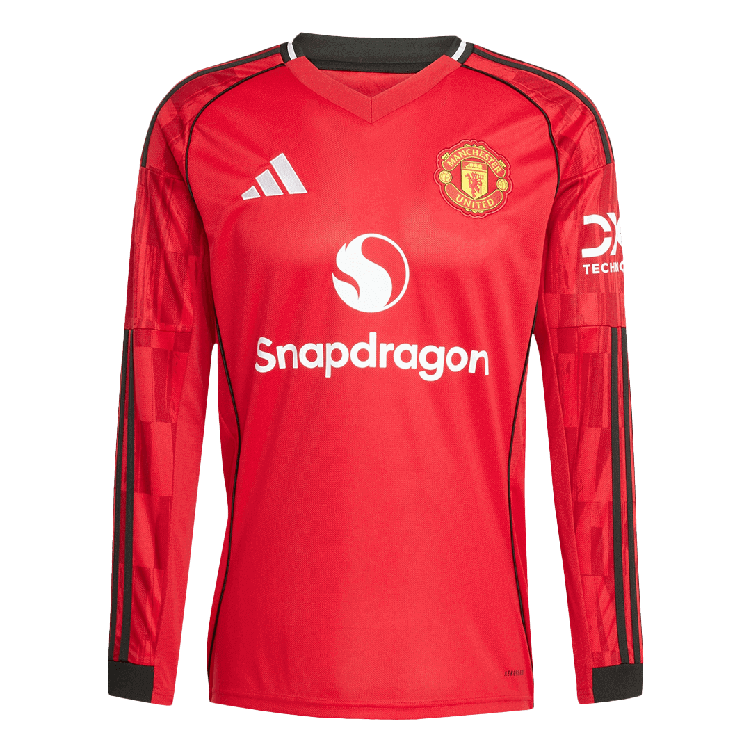 Men's Manchester United 2025/26 Home Long Sleeve Soccer Jersey product view 1