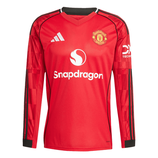 Men's Manchester United 2025/26 Home Long Sleeve Soccer Jersey product view 1
