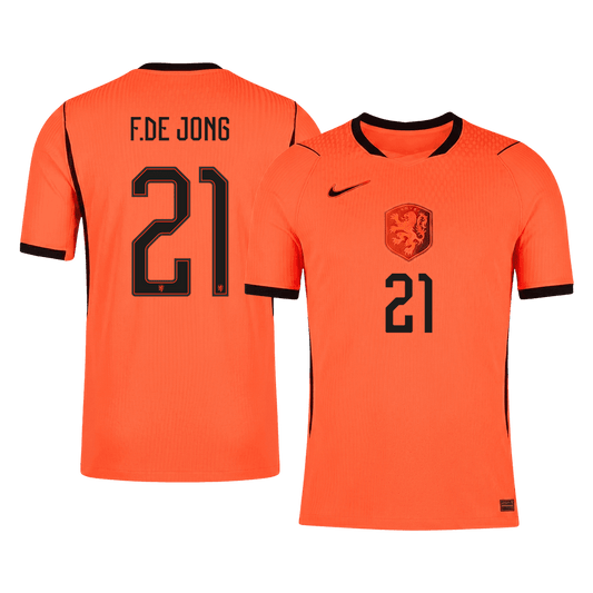 F.DE JONG #21 Men's Netherlands World Cup 2026 Player Version Home Soccer Jersey - Slim Fit product view 1