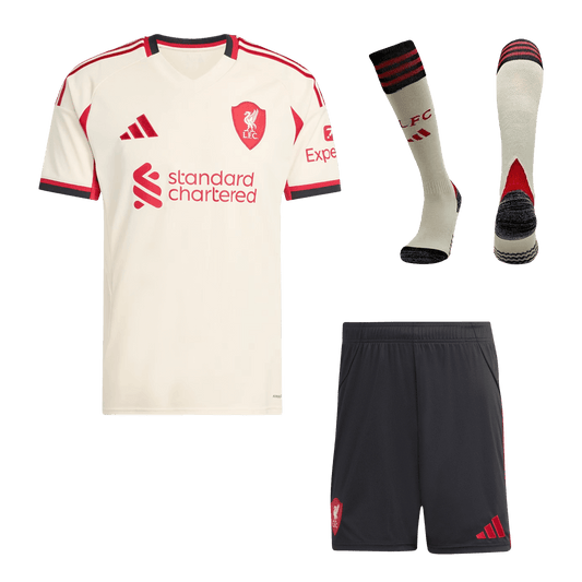Men's Liverpool 2025/26 Away Soccer Jersey Full Kit