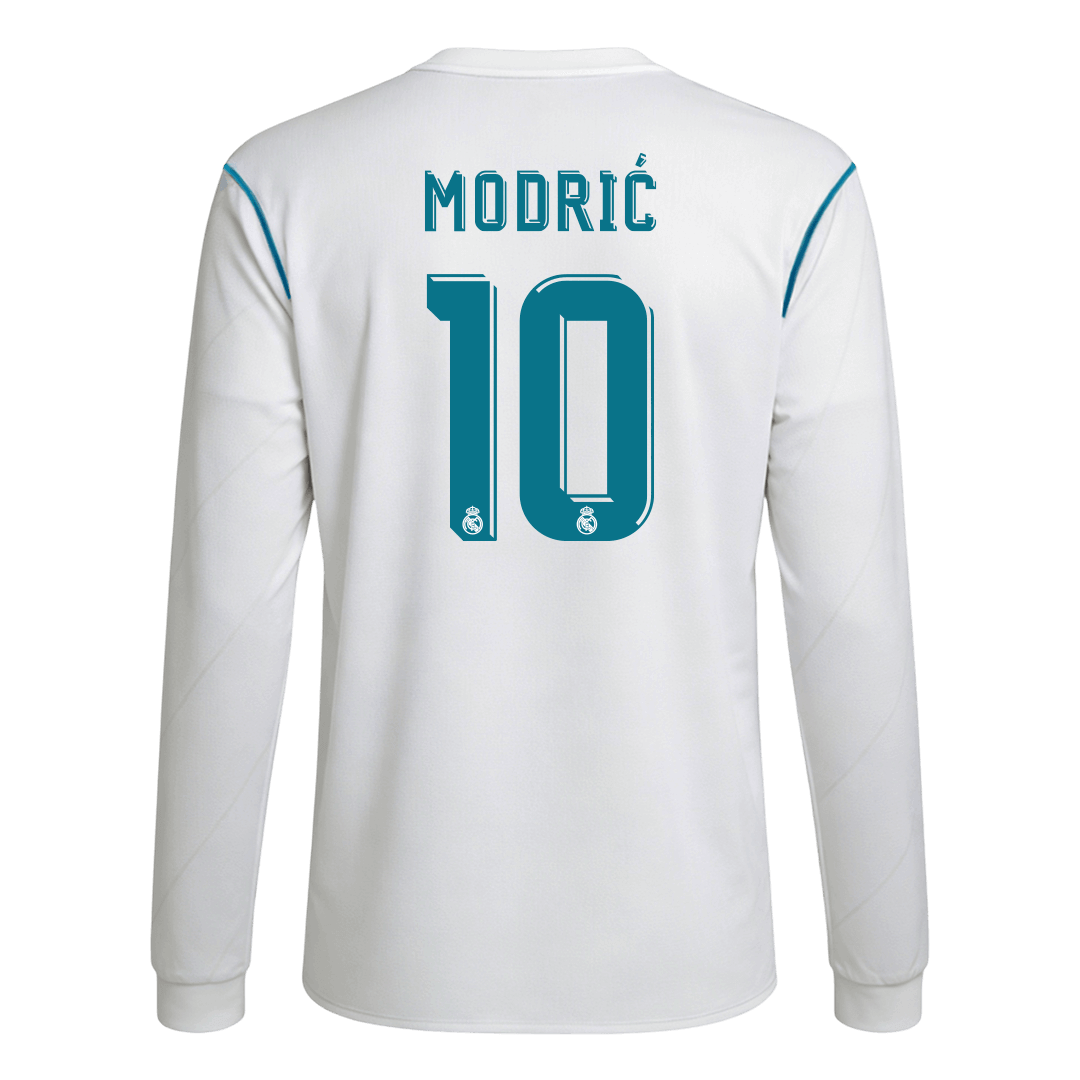 Retro MODRIĆ #10 Men's Real Madrid 2017/18 Home Long Sleeve Soccer Jersey product view 1